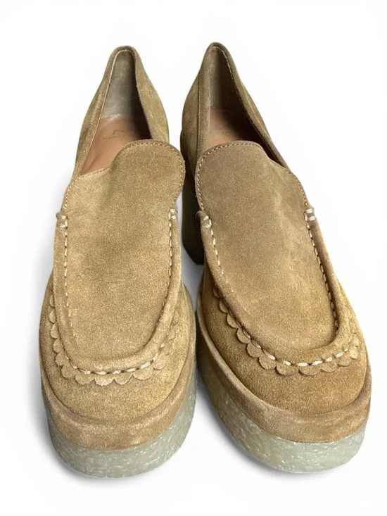 Marc Fisher Loafer Womens 8M Tan Suede Leather Chunky 4” Block Heel MLLINA NWOB - Picture 3 of 8